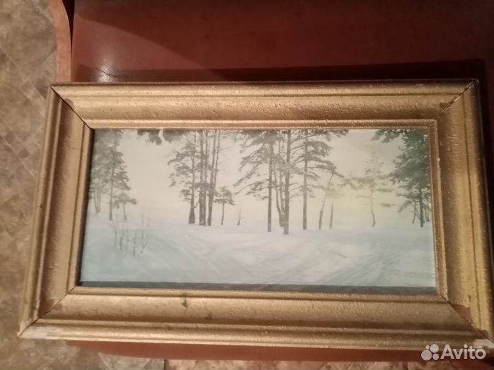 Картина : зимний лес. Фабричная накат