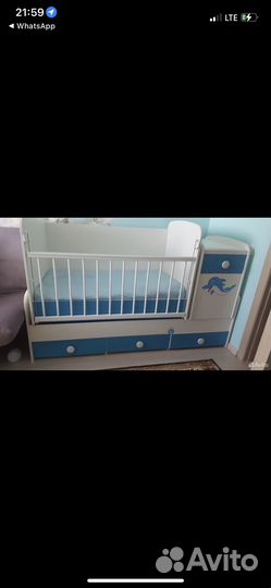 Кроватка маятник(трансформер стол, тумба,кровать)