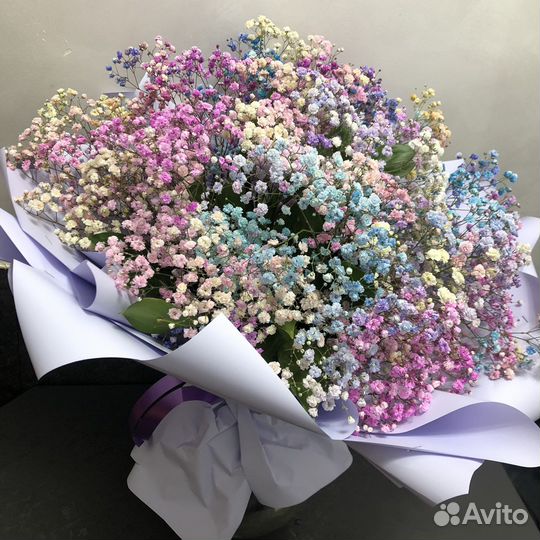 Букеты из гипсофилы, радужная гипсофила