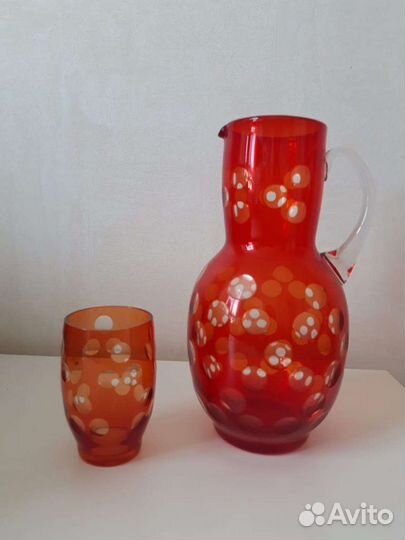 Кувшин СССР красное стекло