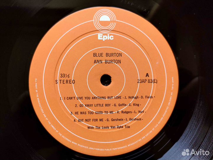 Ann Burton & Louis Van Dyke Trio Blue Burton 1976