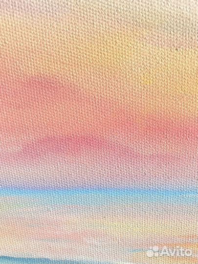 Картина маслом рассвет пейзаж море круглая закат