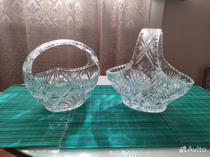 Ваза корзина хрустальЧехия