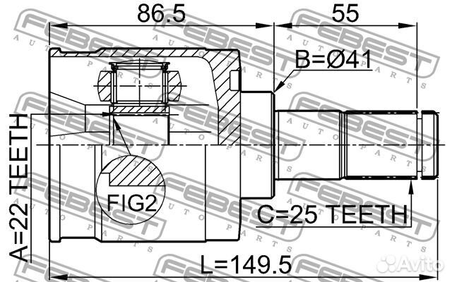 Febest 1211-ELN ШРУС hyundai avante 06- внутр