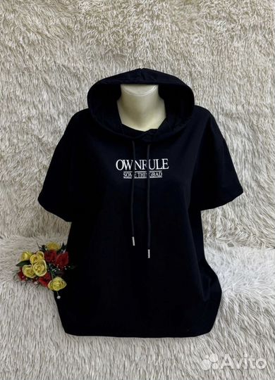 Футболка черная хлопок женская