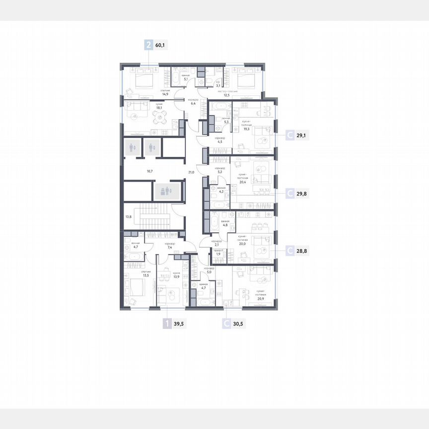1-к. квартира, 39,5 м², 13/25 эт.