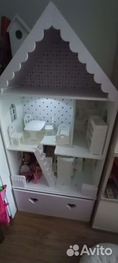 Домик кукольный Бело-розовый