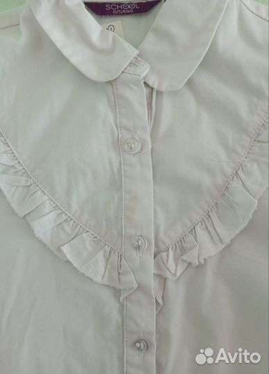Рубашка белая для девочки, рост 128