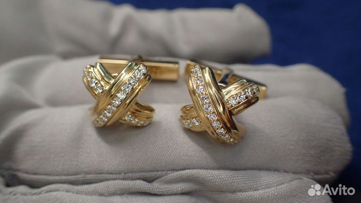 Золотые запонки Tiffany&Co Signature X