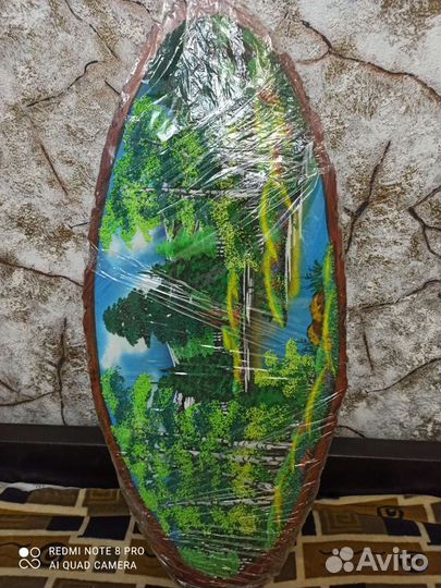 Картина на срезе дерева