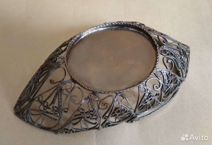 Мельхиоровая конфетница (скань) СССР