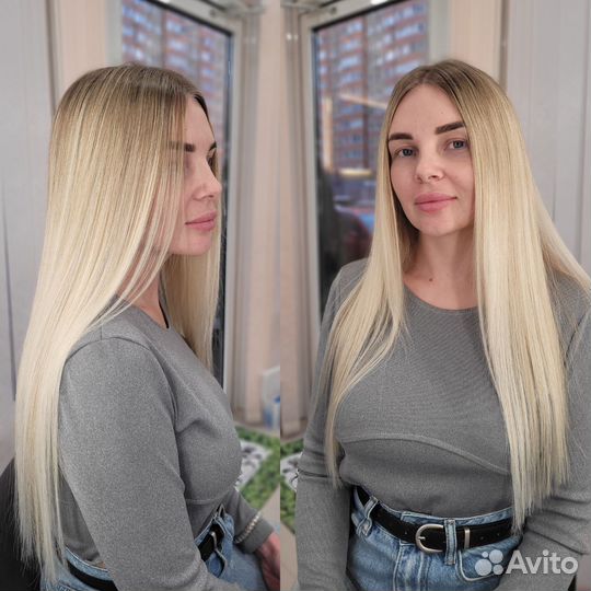 Наращивание волос, височная зона, работа + волосы