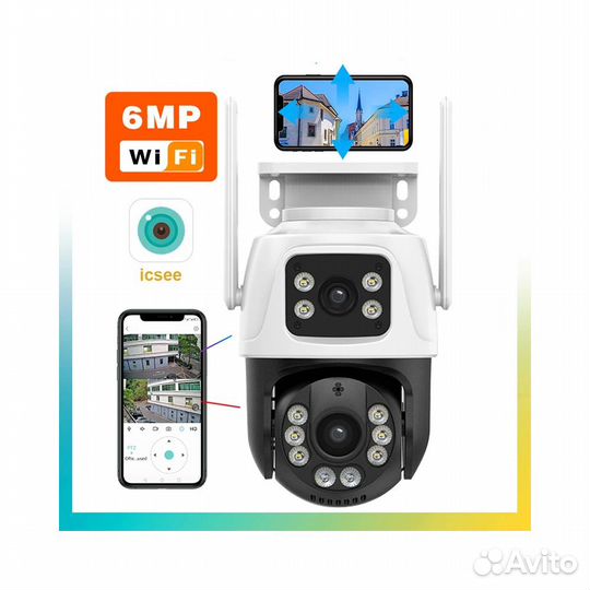 Поворотная WiFi камера с 2 объективами
