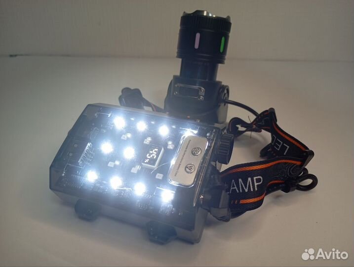 Налобный фонарь на 3 АКБ с блоком света