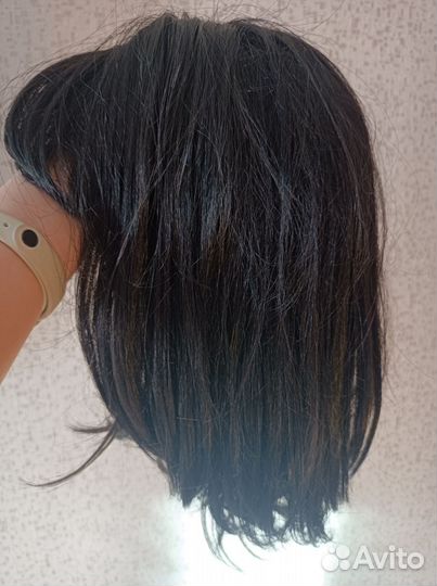 Парик черный каре с челкой