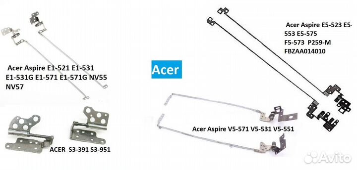 Петли шарниры Asus Acer Packard Bell HP