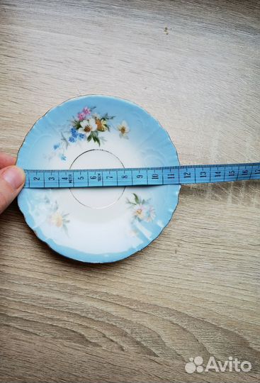 Фарфоровое блюдце 19 век 11 см ручная роспись