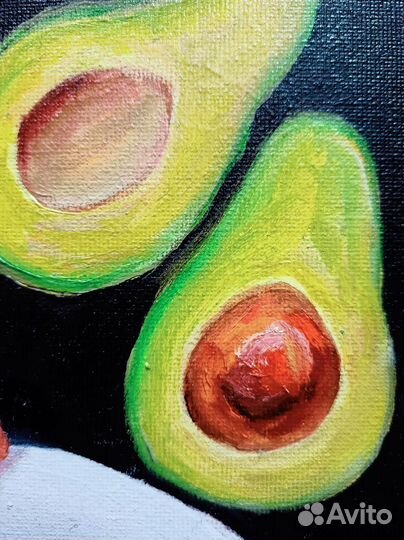 Картина маслом Авокадо. Завтрак. 20*30