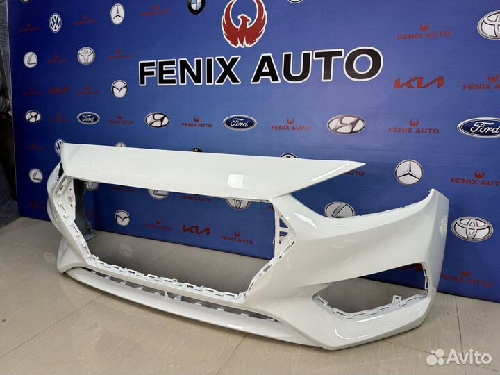 Бампер окрашеный Белый Хендай Солярис 2 от 17-20