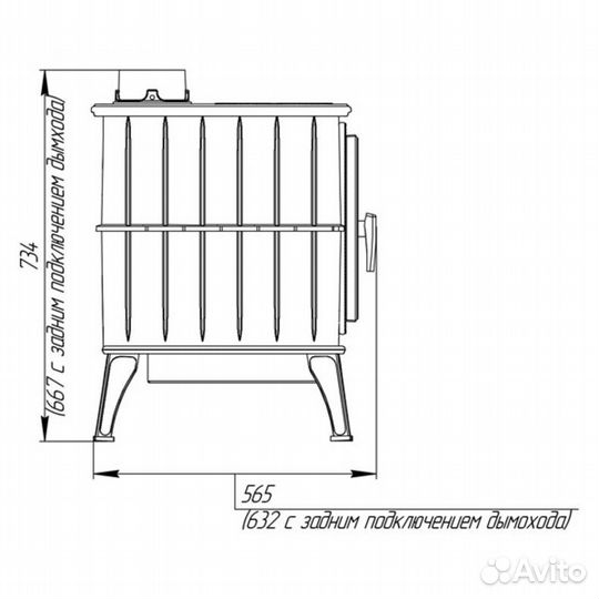 Печь-камин чугунная отопительно-варочная Бахта