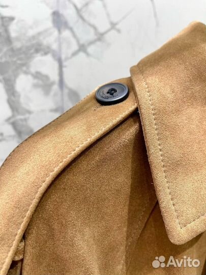 Замшевый плащ тренч Saint Laurent