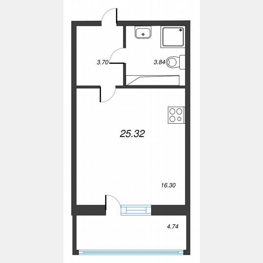Квартира-студия, 28,3 м², 17/22 эт.