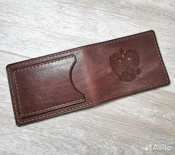 Обложка для удостоверения из кожи герб РФ