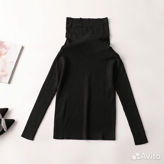 Черная водолазка лапша с высоким горлом черный