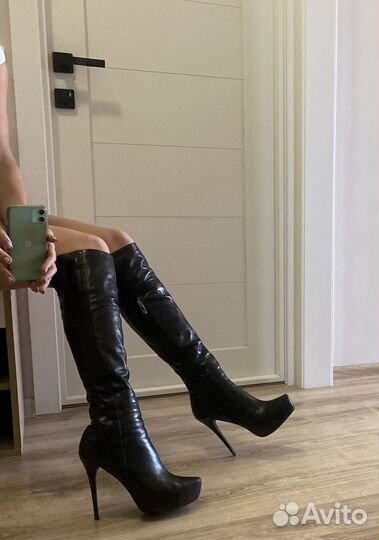 Сапоги Ботфорты натуральная кожа 39 размер зима