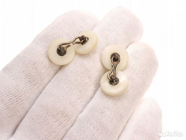 Двойные Запонки Перламутр США Винтаж