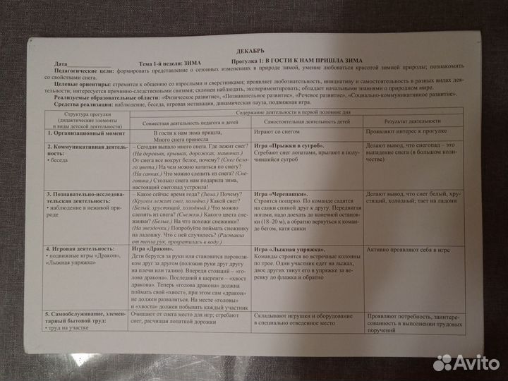 Пособие для воспитателя. Прогулка