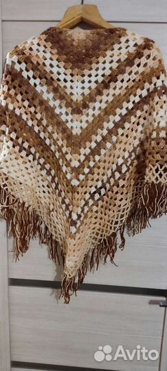 Пончо, шаль вязаная, ручная работа