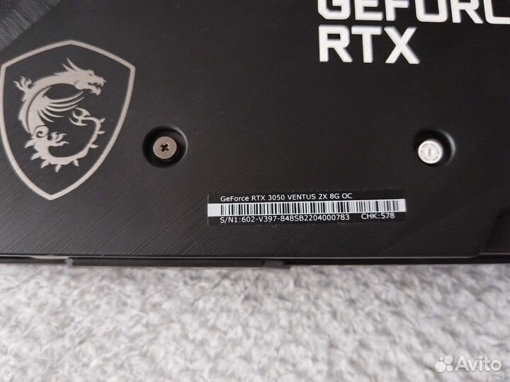 Видеокарта MSI GeForce RTX 3050 ventus 2X 8 GB OC