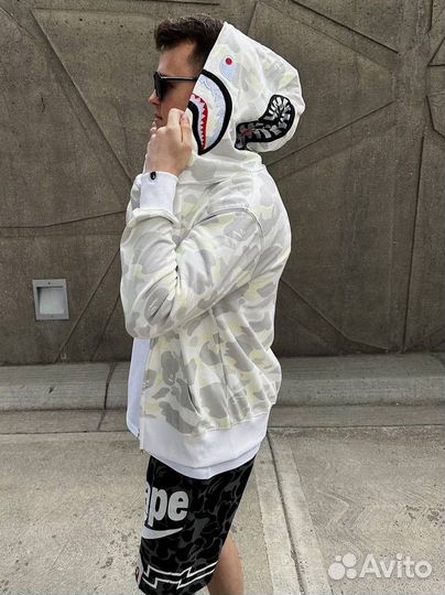 Зипка bape white белая светящаяся в темноте худи