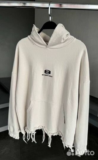 Рваное худи Balenciaga Nologo oversize