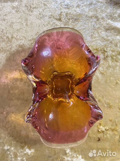 Ваза для конфет, цветное Чешское стекло