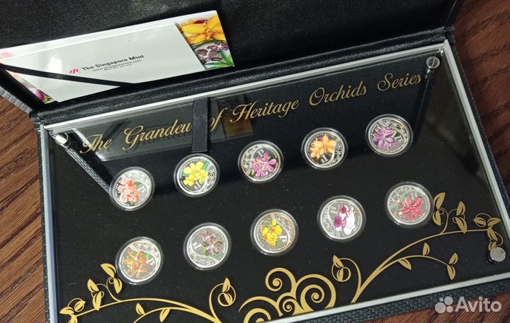 Монеты Сингапур Орхидеи Серебро