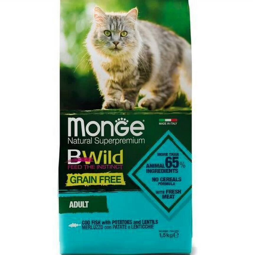 Сухой корм Monge Cat BWild grain free 1,5 кг