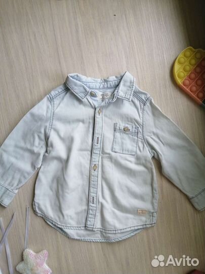 Джинсовая рубашка zara для мальчика 74р
