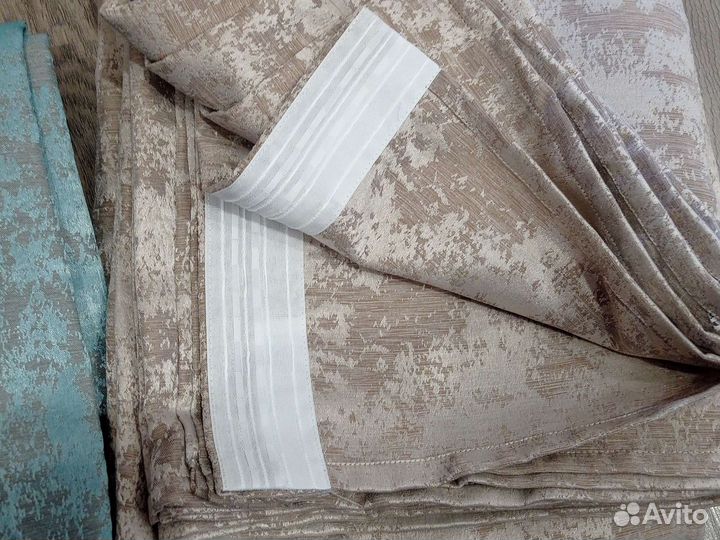 Шторы бирюзовый и бежевый