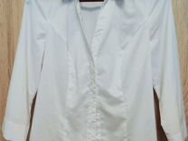 Блузка, рубашка женская белая, хлопок, 44 размер