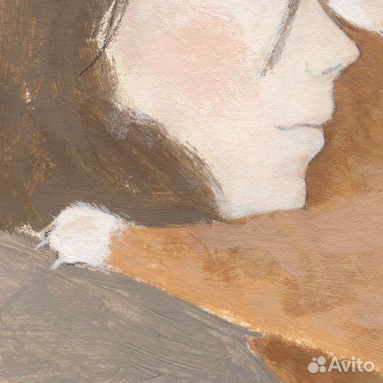 Постер с котом и девушкой