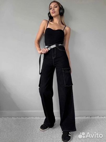 Джинсы карго женские