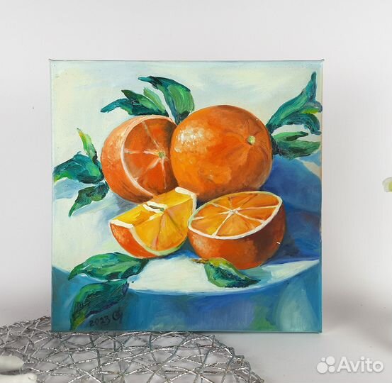 Сочные апельсины. Картина маслом 30\30см