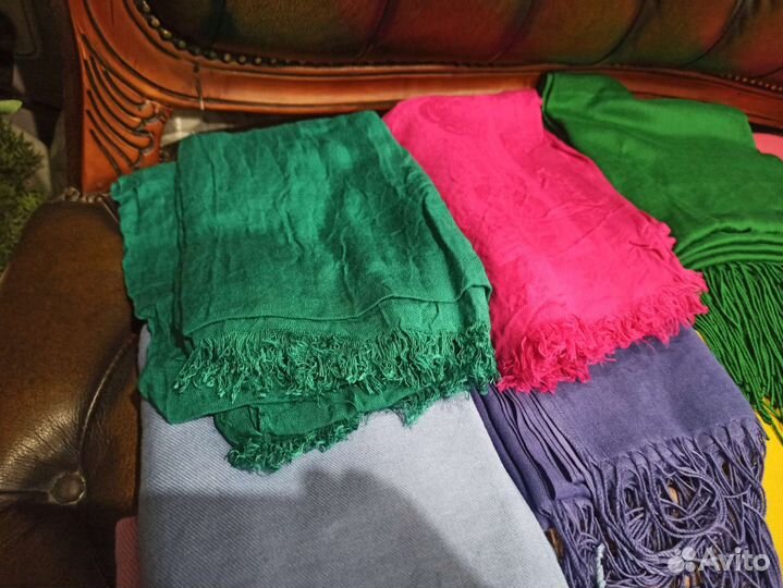 Палантины теплые однотонные пашмина и италия