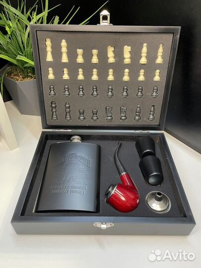 Подарочный набор для мужчин/Шахматы/фляжка/рюмки