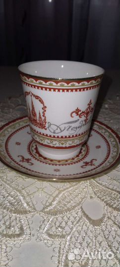 Чашка с блюдцем костяной фарфор
