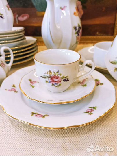 Сервиз кофейный Мейсенский букет Bohemia Чехия