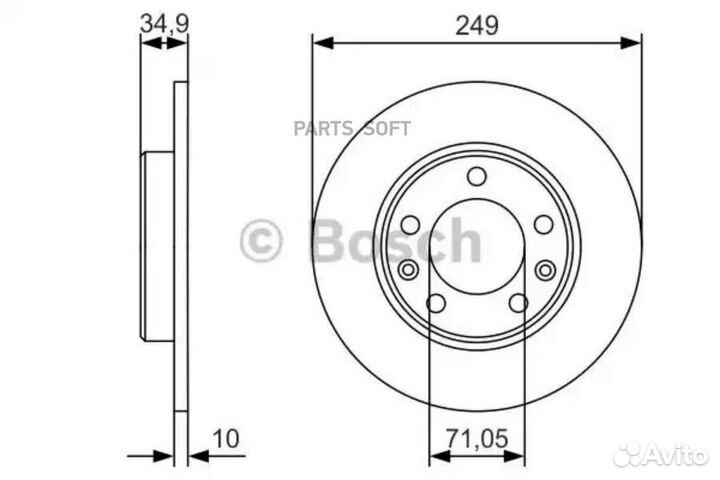 Bosch 0986479C23 Диск торм.задн. 249x10 5 отв