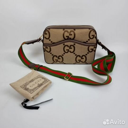 Сумка-мессенджер Gucci Jumbo GG Beige Canvas ориги